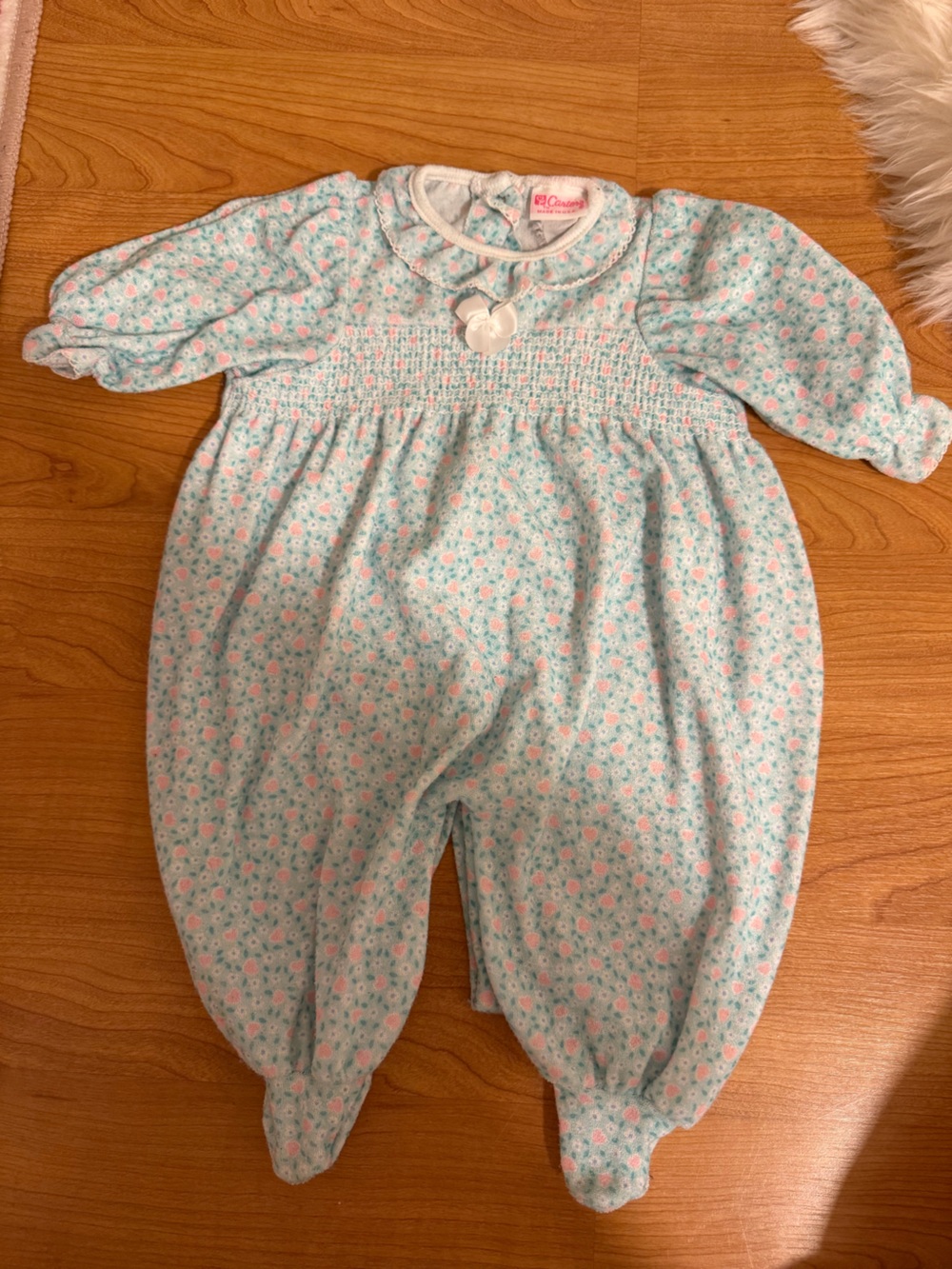 Carter's Mint Green Floral Footed Romper